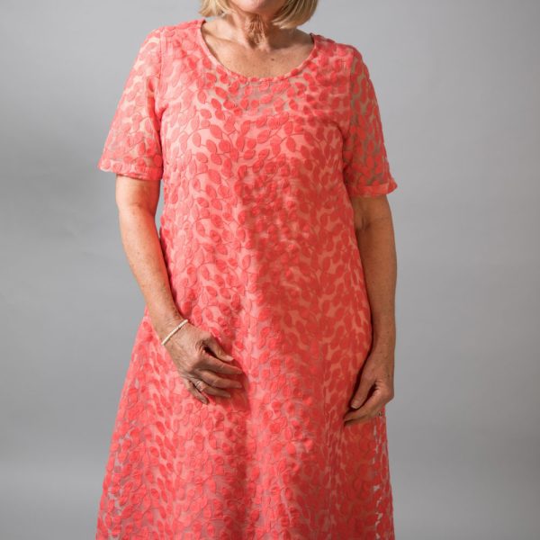 Out of Xile Leaf Embroidered Dress in Tangerine at colmershill.com