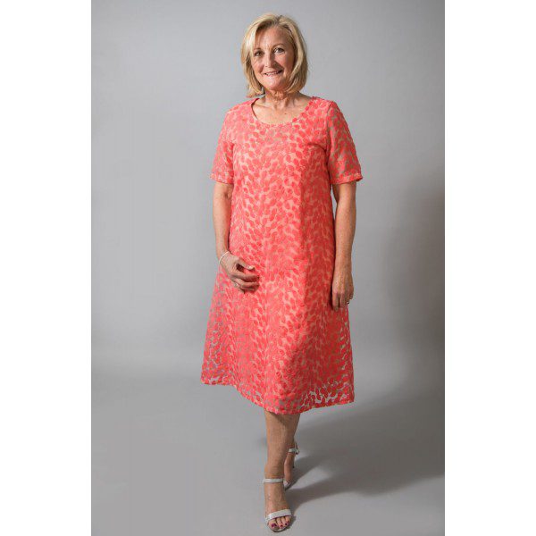 Out of Xile Leaf Embroidered Dress in Tangerine at colmershill.com