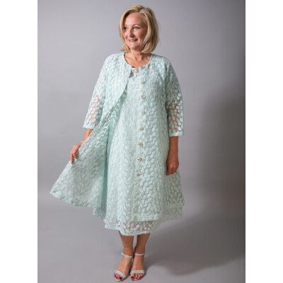 Out of Xile Midi Dress with embroidered leaf design in aqua available at colmerhill.com
