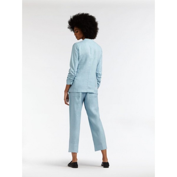 Sandwich Forget Me Not Linen Jacket and Trousers in a pastel blue available from colmershill.com