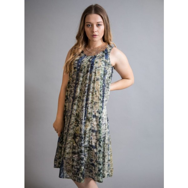 Yavi silk chiffon sleeveless dress handprinted in an impressionist style available on colmershill.com