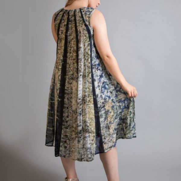 Yavi silk chiffon sleeveless dress handprinted in an impressionist style available on colmershill.com