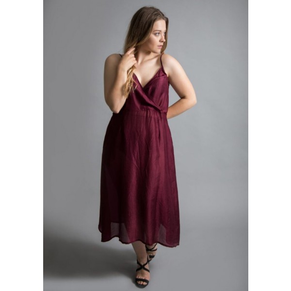 Yavi silk slip dress in a luxurious wine colour available at colmershill.com