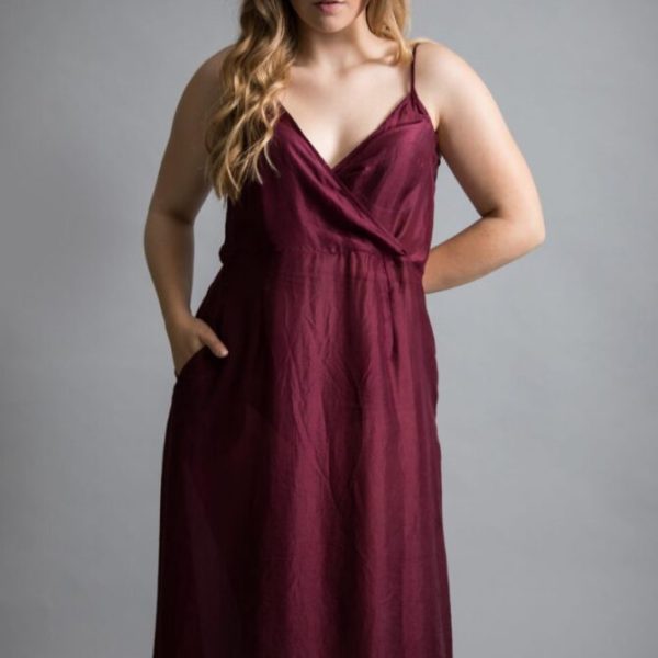 Yavi silk slip dress in a luxurious wine colour available at colmershill.com