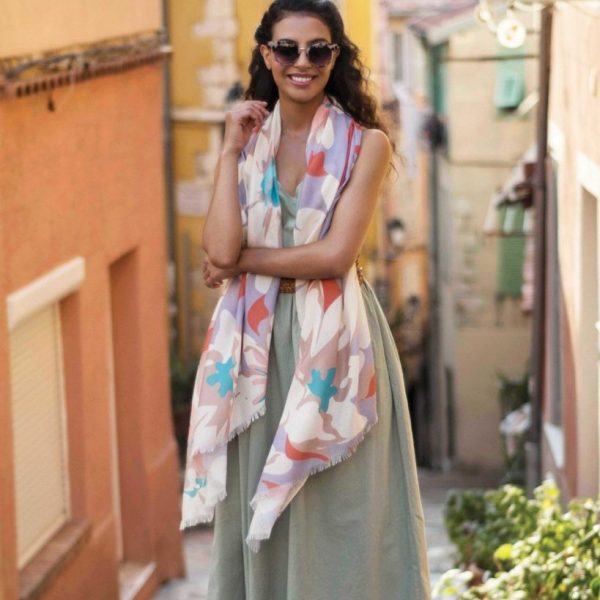Powder Daisy Print scarf in lilac has a fabulous blend of colours that will work well with lots of summer outfit. Available on colmershill.com