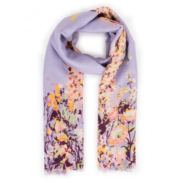 The feminine and pretty Powder Spring Hare print scarf in Lilac available on colmershill.com