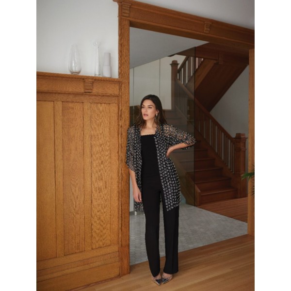 Joseph Ribkoff Gunmetal Beaded Cover-up available on colmershill.com