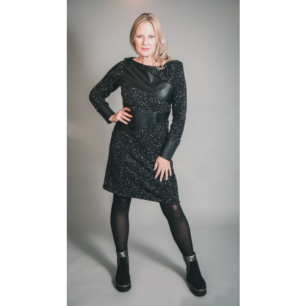 Elsewhere Adele Fleece & Faux Leather Dress in Black available on colmershill.com