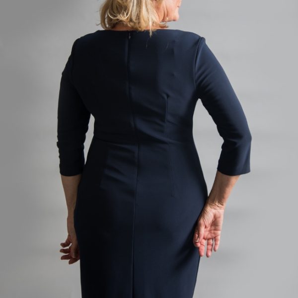 Joseph Ribkoff Mightnight Blue Fitted Dress Beaded Split available on colmershill.com