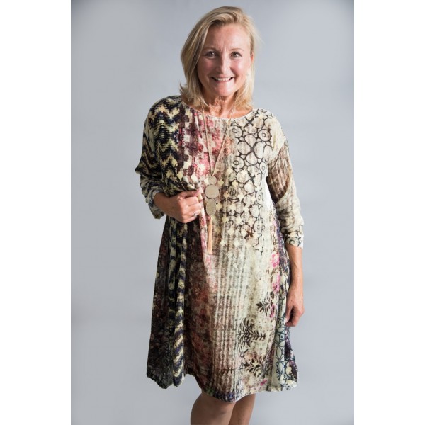 Yavi Silk Velvet Swing Dress Chevron available on colmershill.com