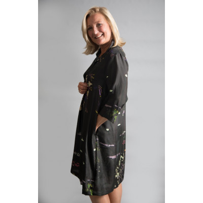 Yavi silk shirt collar dress black available on colmershill.com