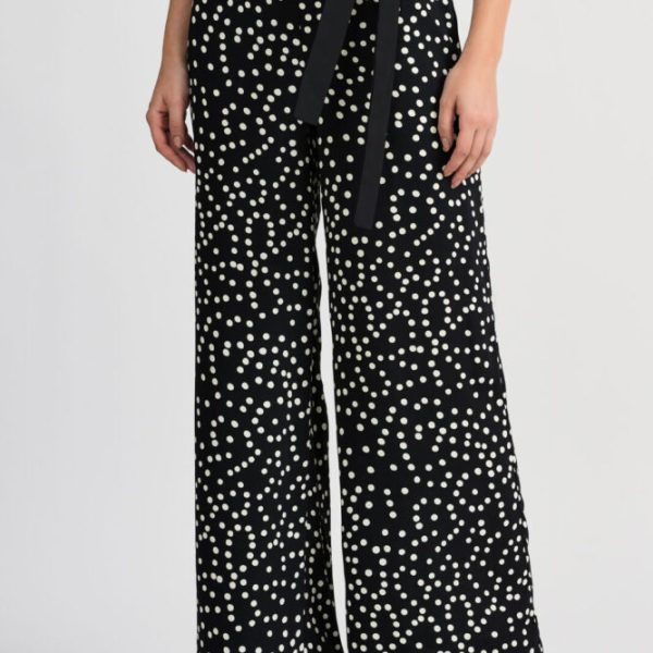 Joseph Ribkoff black and white polka dot wide trousers available on colmershill.com