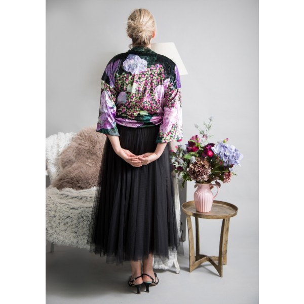 Velvet Reversible Kimono From new wearable art label, From My Mother's Garden, a stunning reversible floral kimono in a sumptuous hydrangea print. Available on colmershill.com.