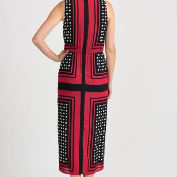Joseph Ribkoff Red, White & Black Polka Dot and Stripe Dress available on colmershill.com