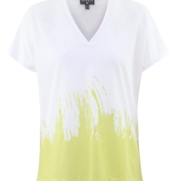 Marble V-neck T-shirt Painted Lime 5636 available from colmershill.com