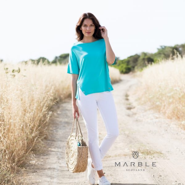 Marble Stud Detail Tee Turquoise 5731 available on colmershill.com