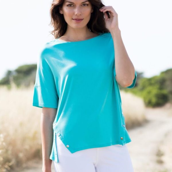 Marble Stud Detail Tee Turquoise 5731 available on colmershill.com