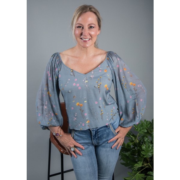 Bl^nk Leonaa Top Dusky Blue available on colmershill.com
