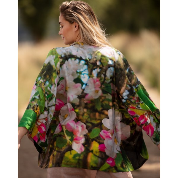 From My Mother's Garden Blossoming Kimono with its apple blossom print available on colmershill.com