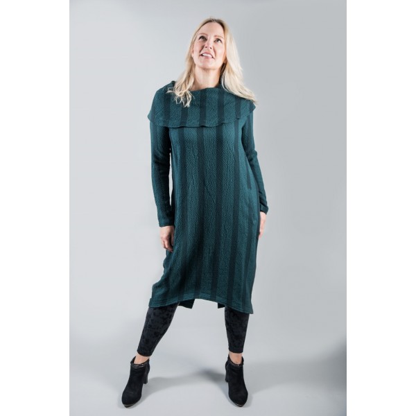Elsewhere B-Yikama Dress in petrol green with a stripe print available on colmershill.com