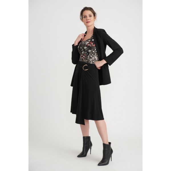 Joseph Ribkoff Asymmetric Skirt with gold buckle available on colmershill.com