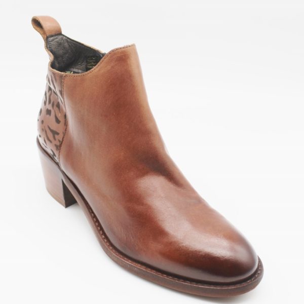 Felmini ankle boot in tan leather with a textured back and a block heel are limited edition available at colmershill.com