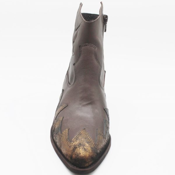 Felmini chocolate brown and bronze star ankle boot in leather are limited edition and available from colmershill.com