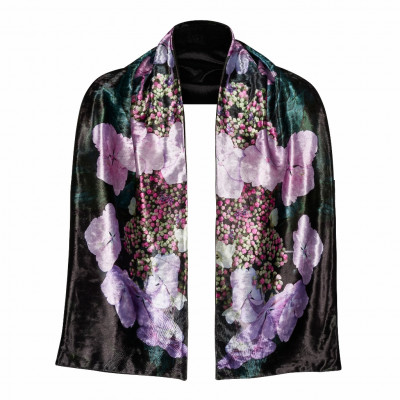 From My Mother's Garden Velvet Scarf in the Harmony Hydrangea print available on colmershill.com