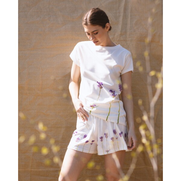 From My Mother's Garden Fairtrade Pyjama set made of cotton with a lavender print available on colmershill.com