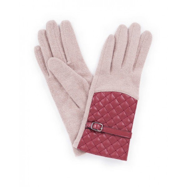 Powder Lizzy wool gloves in camel with burgundy quilted panel available on colmershill.com