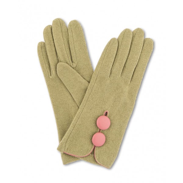 Powder Mabel wool gloves in green with a button detail available on colmershill.com