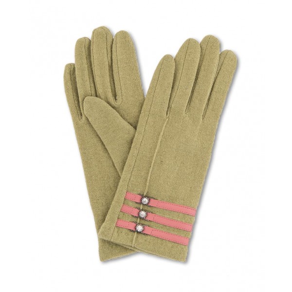 Powder Suzy Wool Gloves come in sea green, blue and lime green. They have faux leather and diamante embellishment and are available on colmershill.com