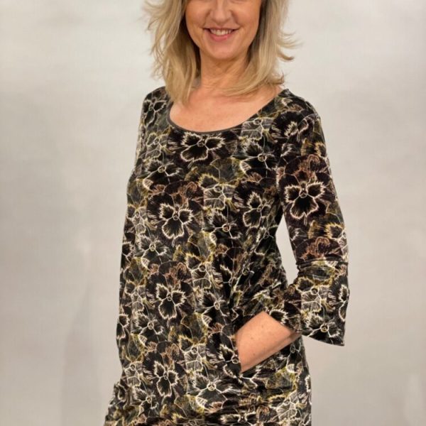 Myrine Pansy Print Velvet Tunic available on colmershill.com