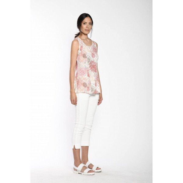 Simclan 5 Pocket White Cropped Jeans with a plait detail up the side of the legs available on colmershill.com