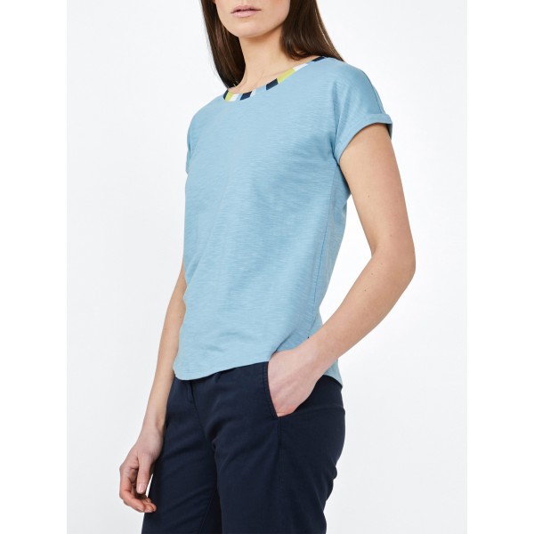 Sandwich T-shirt top in either pale blue or white with a stripe collar 21101872 available on colmershill.com