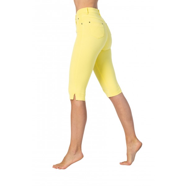 Marble Pedal Pushers in Yellow with 4-way stretch and a high rise available on colmershill.com