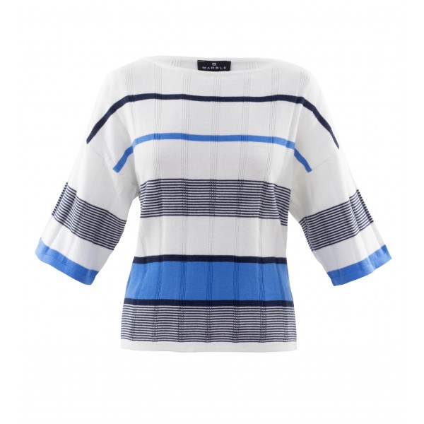 Marble Striped Sweater 6109_190 with white, blue and navy available on colmershill.com