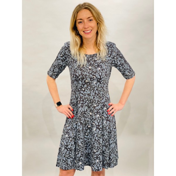 Sandwich Printed Fit and Flare Dress Blue available on colmershill.com