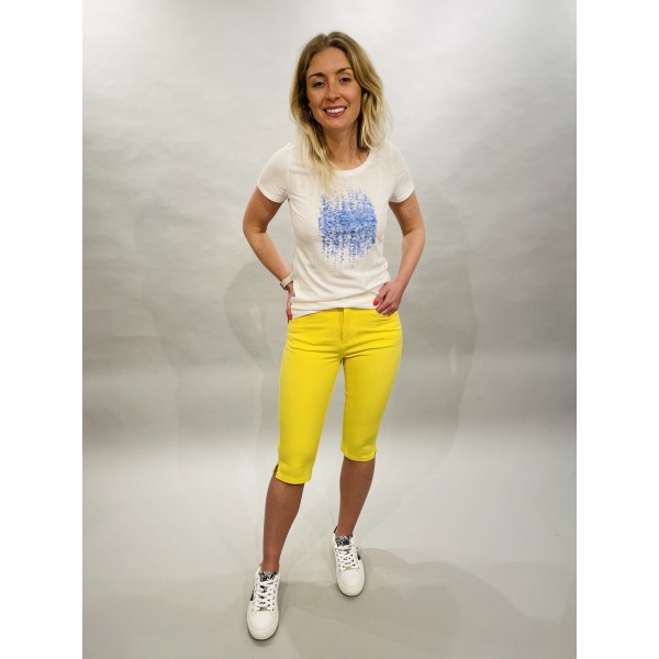Marble Pedal Pushers in Yellow with 4-way stretch and a high rise available on colmershill.com