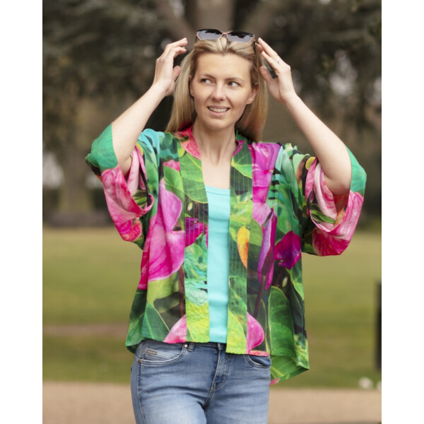 From My Mother's Garden Summer Dreams kimono in pink, green, aqua and orange available on colmershill.com