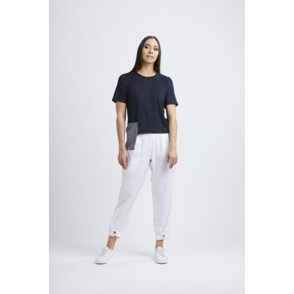 Foil One Direction Pocket Top in Navy teamed with the white trousers from Foil available on colmershill.com