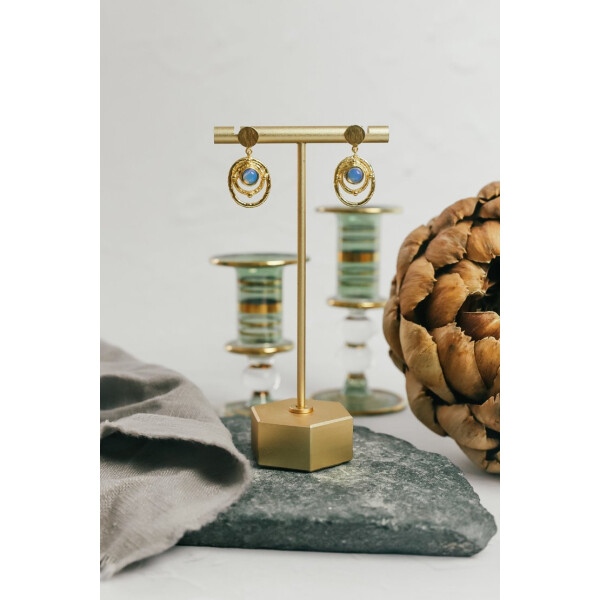 My Doris Aqua Oval Layer Drop Earrings Gold available on colmershill.com