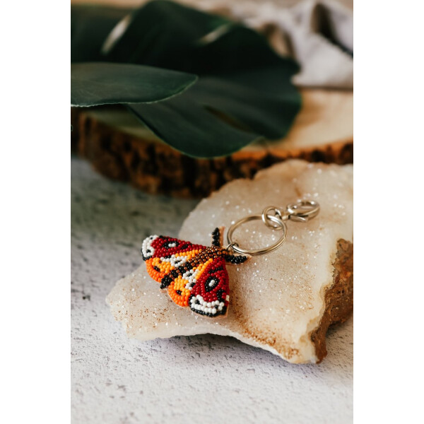 My Doris Moth Beaded Keyring in red available on colmershill.com