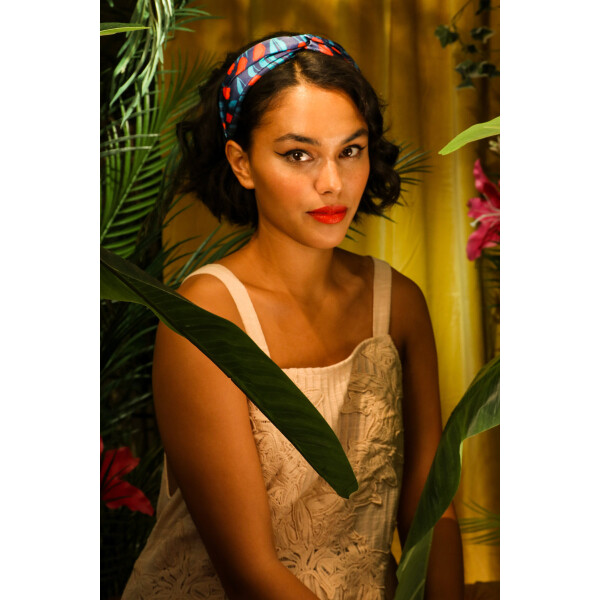 Powder Tulip Satin Headband in blue available on colmershill.com