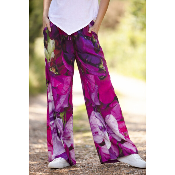 From My Mother's Garden Sweet Pea Linen Palazzo Trousers available on top UK stockist, colmershill.com