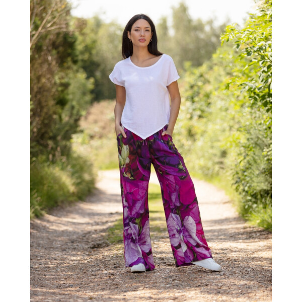 From My Mother's Garden Sweet Pea Linen Palazzo Trousers available on top UK stockist, colmershill.com