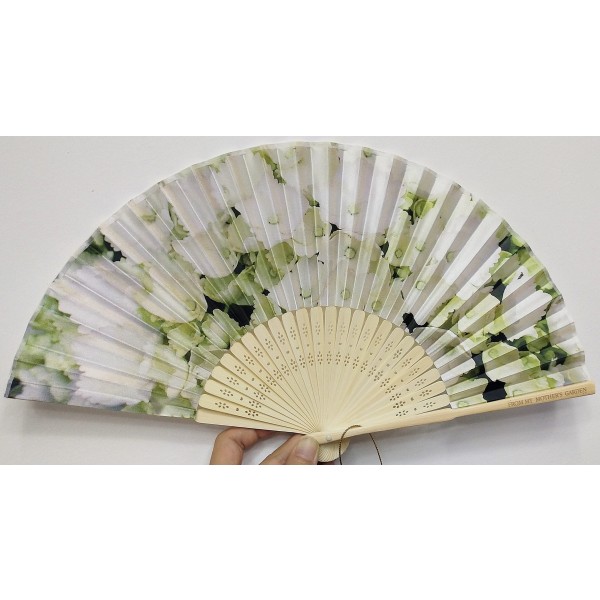 From My Mother's Garden hand opening hand fans are handmade in the traditional Oriental and Japanese style using the exclusive nature-inspired prints from the range. The Hydrangea fan has neutral coloured spines and and handle with a white hydrangea print. They come with a matching pouch. Available on top UK stockist colmershill.com