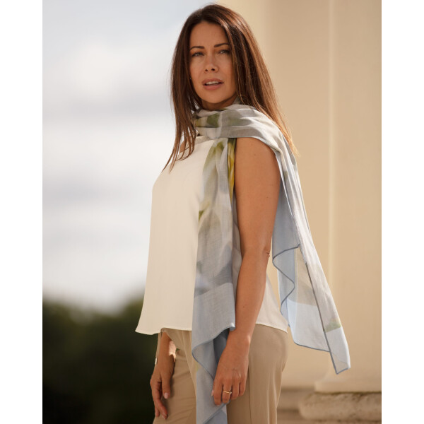 From My Mother's Garden Pale Blue Hydrangea Bamboo Scarf available on colmershill.com