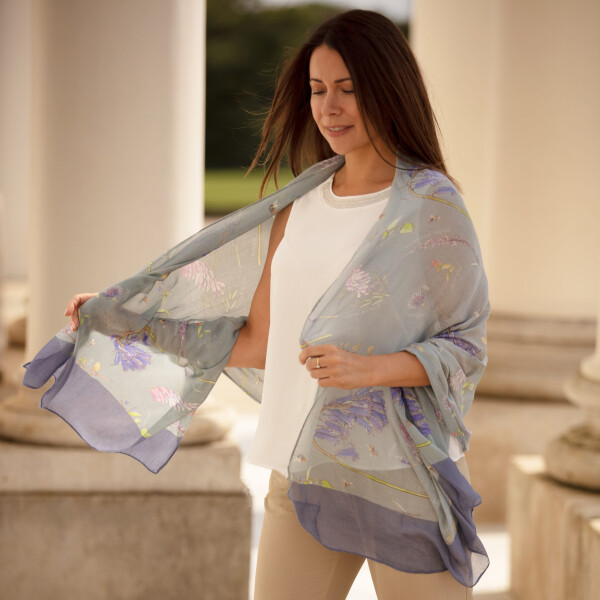 From My Mother's Garden Sew For Bees Bamboo Scarf available in silver grey and mauve on colmershill.com
