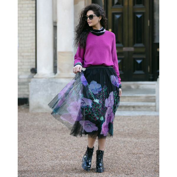 From My Mother's Garden Harmony Mesh Skirt has an elasticated waist and comes in an exclusive hydrangea print. Available on top UK stockist, colmershill.com